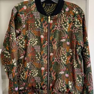 Floral reversible bomber
